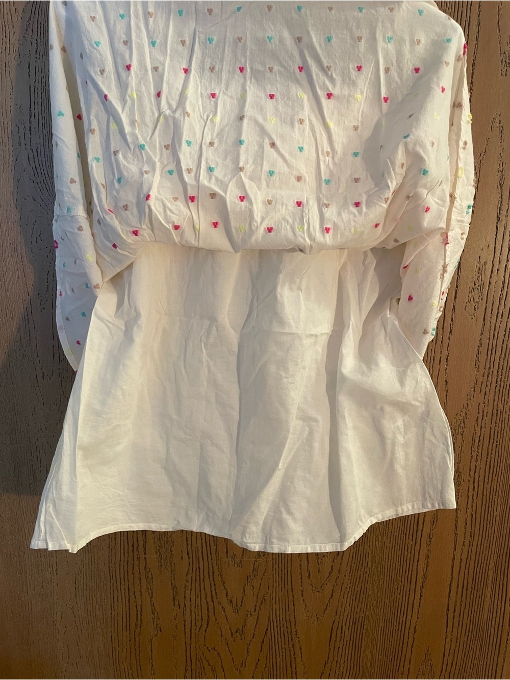 White Spaghetti Strap Tank with Multicolor Embroidered Dots - Picture 4 of 8
